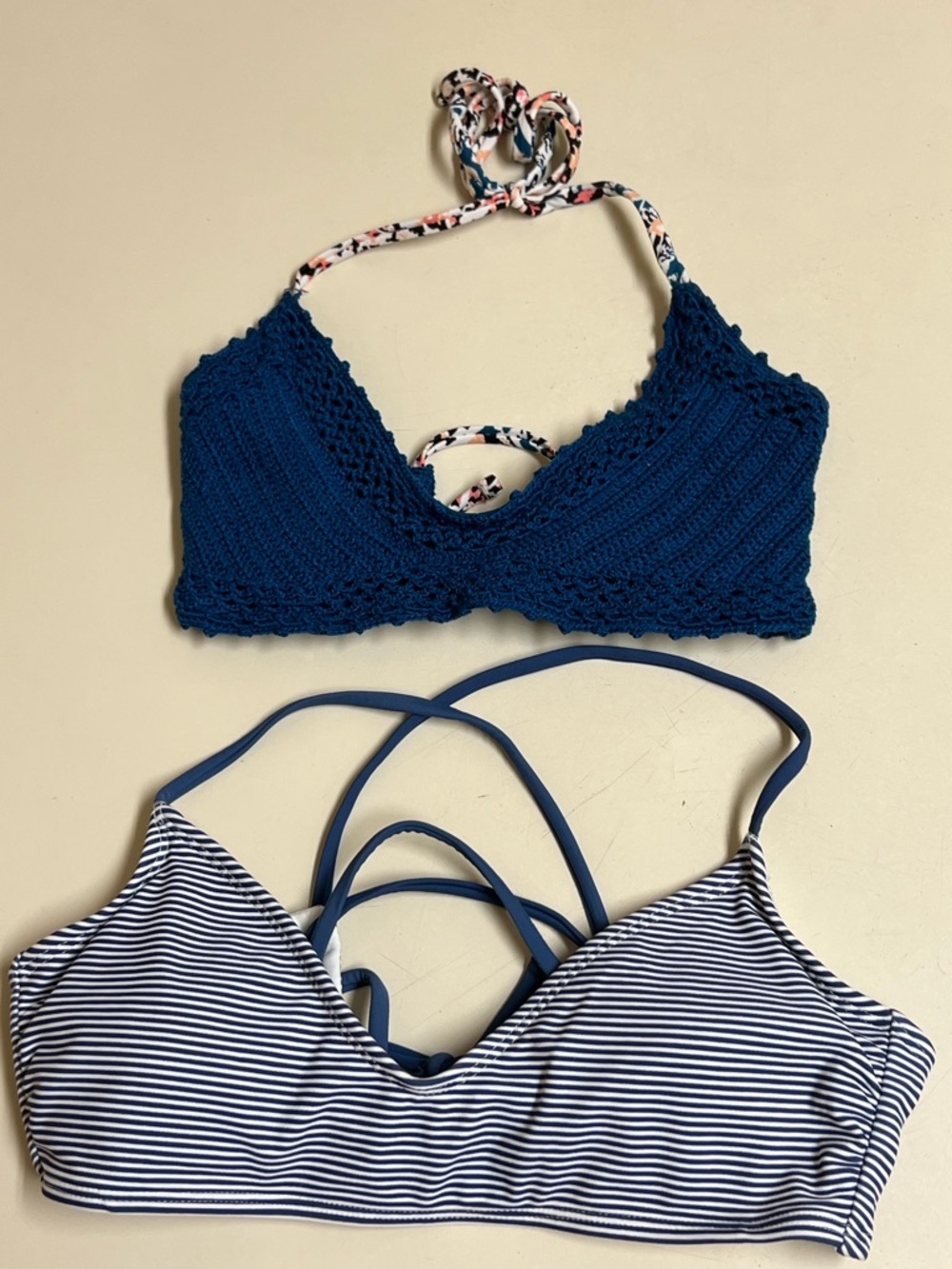 Lot of 2 Xhilaration Womens Blue Bikini Tops - Size Small - VGUC